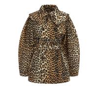 Ganni, Femme, Manteaux, Multicolore, Taille: 36 FR Leopard Duchesse Nylon Short Trench Coat