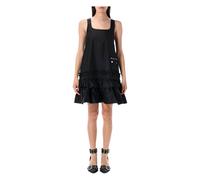 Ganni, Femme, Robes, Noir, Taille: 38 FR Robe noire à ligne A avec ourlet froncé