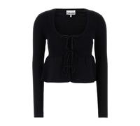 Ganni - Gilet Noir Stretch en Viscose Mélangée - Femme - Pulls - Noir - Taille: 38 FR