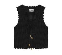 Ganni - Haut en Dentelle Noire Texturée Élégant Sans Manches - Femme - Pulls - Noir - Taille: 40 FR