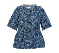 Ganni - Haut en jean Jacquard - Femme - Blouses et Chemises - Bleu - Taille: 36 FR