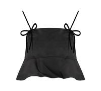 Ganni - Haut noir en satin avec nœuds - Femme - Tops - Noir - Taille: 38 FR