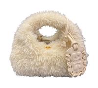 Ganni - Hobo Mini Fur Bag - Femme - Sacs - Beige - Taille: ONE Size