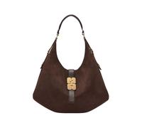 Ganni - Kat Large Suede Bag - Femme - Sacs - Brun - Taille: ONE Size