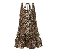 Ganni - Leopard Cotton Poplin Mini - Femme - Robes - Brun - Taille: 38 FR