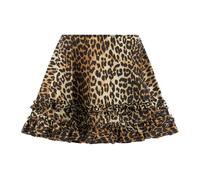 Ganni - Leopard Duchesse Nylon Mini Frill Skirt - Femme - Jupes - Multicolore - Taille: 40 FR