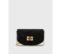 Ganni Lulu Wallet On Chain Velvet Moire women Handbags black taille: ONE SIZE