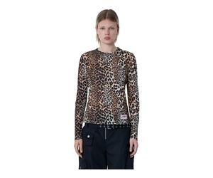Ganni - Mesh Top - Femme - Tops - Brun - Taille: 34 FR
