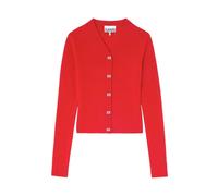 Ganni - Mini Cardigan Mérinos Côtelé - Femme - Pulls - Rouge - Taille: 42 FR