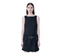Ganni - Mini-robe ceinturée en nylon Duchesse - Femme - Robes - Noir - Taille: 38 FR
