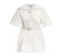 Ganni - Mini-robe en coton stretch - Femme - Robes - Beige - Taille: 44 FR