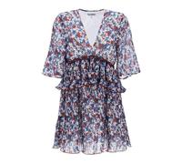 Ganni - Mini-robe plissée à motif floral - Femme - Robes - Multicolore - Taille: 36 FR