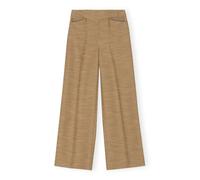 Ganni - Pantalon en lin à taille moyenne - Femme - Pantalons - Beige - Taille: 38 FR
