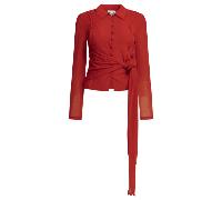 Ganni polo femme rouge en maille de polyester à détail drapé et noué - 38