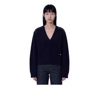 Ganni - Pull en Laine Chinée à Rayures Côte V - Femme - Pulls - Bleu - Taille: 40 FR