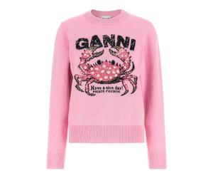 Ganni - Pull en laine mélangée - Femme - Pulls - Rose - Taille: 36 FR