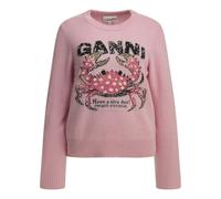GANNI pull femme en maille rose - L
