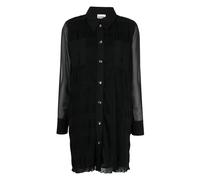 Ganni - Robe-chemise plissée en georgette - Femme - Robes - Noir - Taille: 36 FR