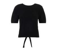 Ganni - Sheer Cotton Back Tie Top - Femme - Tops - Noir - Taille: 38 FR
