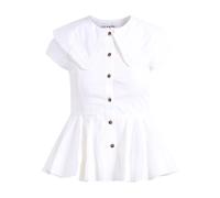 Ganni - Short Sleeve Shirt - Femme - Blouses et Chemises - Blanc - Taille: 38 FR