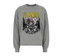Ganni - SweaT-shirt Básico en Jersey de Algodón - Femme - Sweatshirts et sweats à capuche - Gris - Taille: 36 FR