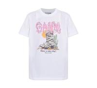 Ganni - T-shirt basique en jersey de coton - Femme - Tops - Blanc - Taille: 36 FR