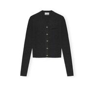 Ganni - Thin Short Cardigan 2474 - Femme - Pulls - Noir - Taille: 44 FR