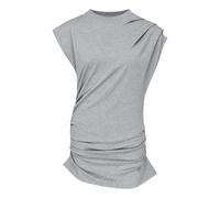 Ganni - Top en jersey drapé - Femme - Tops - Gris - Taille: 40 FR