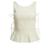 Ganni top femme blanc plissé en popeline de coton - 32
