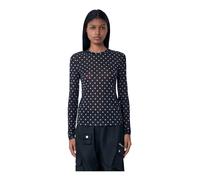 Ganni - Haut transparent à manches longues imprimé - Femme - Tops - Noir - Taille: 38 FR