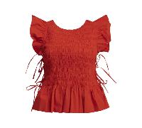 Ganni top plissé femme rouge en coton - 36
