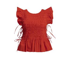 Ganni top plissé femme rouge en coton - 36