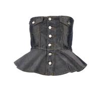 Ganni - Top SM Denim Volante Bot Plateados - Femme - Tops - Noir - Taille: 40 FR