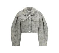 Ganni - Veste d'été courte avec frange - Femme - Vestes - Gris - Taille: 38 FR