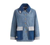Ganni - Veste mi-longue en jean patchwork - Femme - Vestes - Bleu - Taille: 36 FR