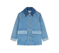 Ganni - Veste Midi en Denim Patchwork - Femme - Vestes - Bleu - Taille: 38/40 FR