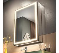 GANPE Armoire à Miroir de médecine de Salle de Bains éclairée par LED avec Prise et USB, Gradation antibuée et réglage de la Couleur, Armoire en Aluminium résistant à la Rouille(50 x 70 cm)