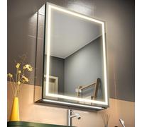 GANPE Armoire Miroir LED Défog Étagères de Rangement Prises USB 3 Couleurs 50 x 70 cm