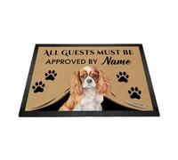 Ganshan Bi Aquarelle personnalisée Cavalier King Charles Spaniel Bienvenue Paillasson Tous les invités doivent être approuvés par le tapis de sol pour chien cadeau pour amoureux des chiens 27,5" x