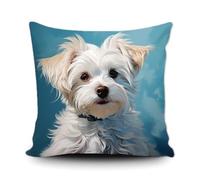 Ganshan Bi Housse de coussin décorative pour chien maltais mignon chien chiot animal art décor taie d'oreiller pour canapé lit canapé chien amoureux cadeau 40 x 40 cm toile double face style 3