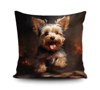Ganshan Bi Housse de coussin décorative pour chien Yorkshire Terrier Mignon Chiot Animal Art Décor Taie d'oreiller pour canapé Lit Canapé Amoureux des Chiens Cadeau 47 x 45 cm Toile Double Face