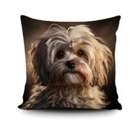 Ganshan Bi Mignon Lhassa Apso Housse de Coussin Chien Chiot Animal Art Décor Taie d'oreiller pour canapé Lit Canapé Amoureux des chiens Cadeau 50 x 50 cm Toile Double face Style 8
