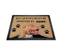 Ganshan Bi Paillasson de bienvenue amusant pour chien Pitbull Tous les invités doivent être approuvés Tapis de sol Tapis de porte personnalisé Décoration de la maison Cadeau pour les amoureux des