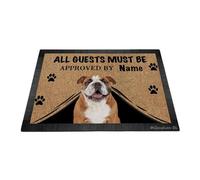 Ganshan Bi Paillasson de bienvenue pour chien bulldog anglais drôle Tous les invités doivent être approuvés tapis de sol tapis de porte personnalisé décoration de la maison cadeau pour les amoureux