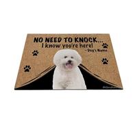 Ganshan Bi Paillasson personnalisé avec chien amusant bichon frisé No Need to Knock I Know You're Here Cadeau pour les amoureux des chiens 69,8 x 45 cm, style 3