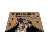 Ganshan Bi Paillasson personnalisé avec chien amusant Catahoula Tapis de sol de bienvenue pas besoin de frapper Je sais que vous êtes ici cadeau pour les amoureux des chiens 23,6" x 15,7", style 1