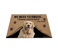 Ganshan Bi Paillasson personnalisé avec chien amusant Golden Retriever Welcome No Need to Knock I Know You're Here Cadeau pour les amoureux des chiens 60 x 40 cm, style 3