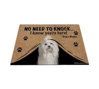 Ganshan Bi Paillasson personnalisé avec chien amusant Havanais Tapis de sol de bienvenue pas besoin de frapper Je sais que vous êtes ici cadeau pour les amoureux des chiens 35,4" x 23,6", style 1