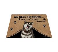 Ganshan Bi Paillasson personnalisé avec chien amusant Shiba Inu - Tapis de sol « No Need to Knock I Know You're Here » - Cadeau pour les amoureux des chiens - 70 x 45 cm - Style 3