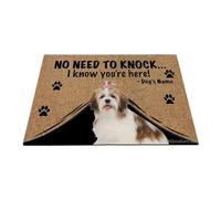 Ganshan Bi Paillasson personnalisé avec chien amusant Shih Tzu Tapis de sol de bienvenue pas besoin de frapper Je sais que vous êtes ici cadeau pour les amoureux des chiens 23,6" x 15,7", style 2